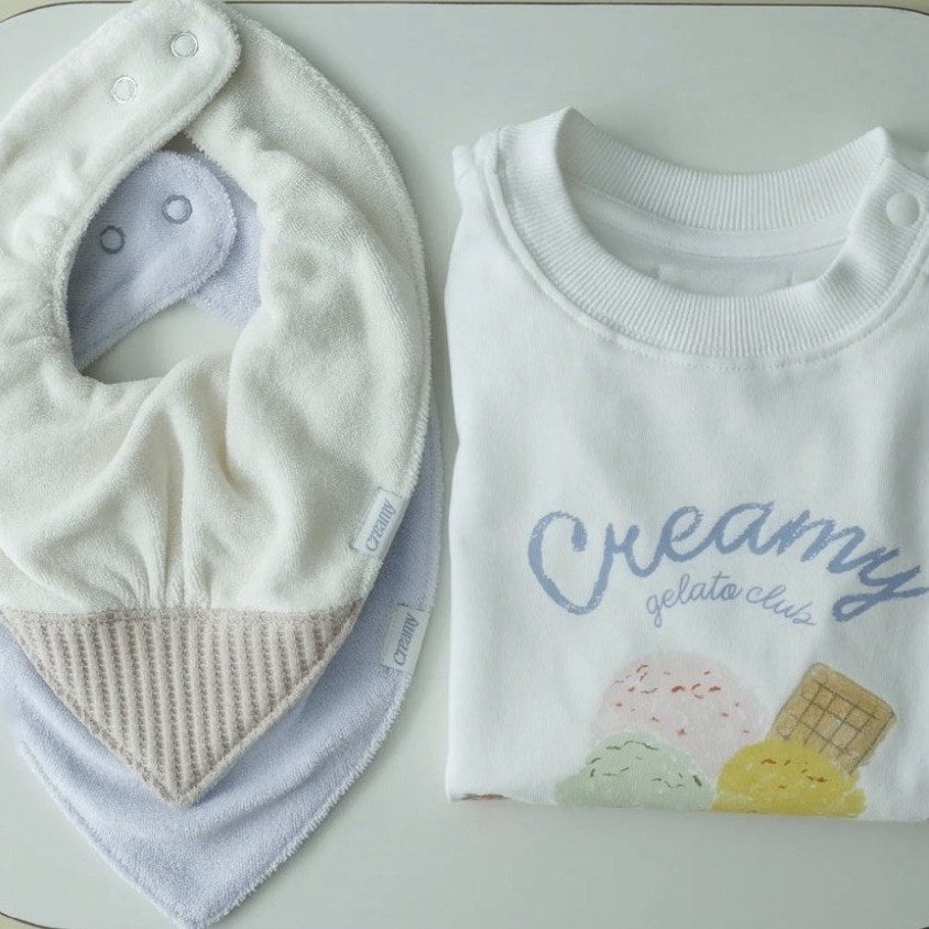 Creamy Gelato Gift Set A: Gelato Romper, Vanilla Cone Bib and Blueberry Bib
