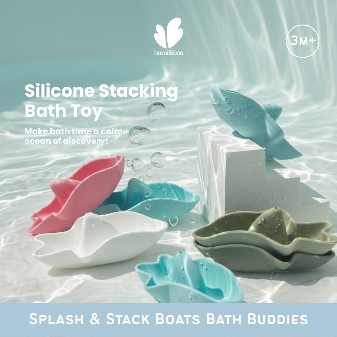 Silicone Stacking Bath Toy - Bumi&Boo Splash & Stack Bath Buddies