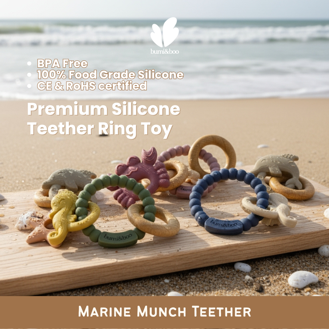 Premium Silicone Teether Ring Toy - Marine Munch Teether