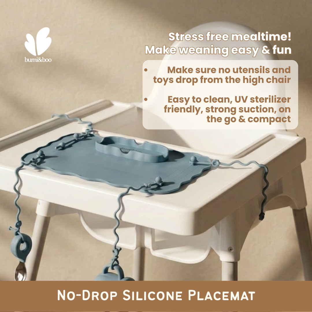 No Drop Silicone Placemat BLW Baby Feeding Toy Utensil Holder