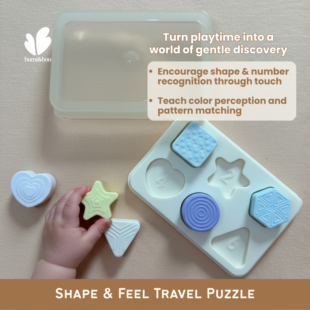 Silicone Baby Puzzle Toy - Bumi&Boo Shape & Feel Travel Puzzle