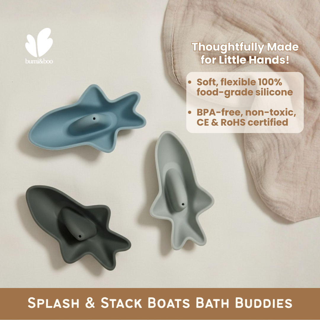 Silicone Stacking Bath Toy - Bumi&Boo Splash & Stack Bath Buddies