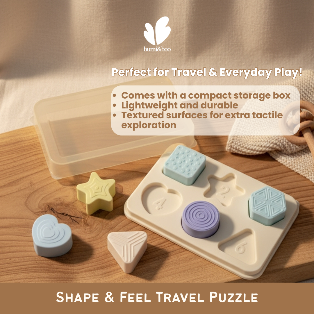Silicone Baby Puzzle Toy - Bumi&Boo Shape & Feel Travel Puzzle