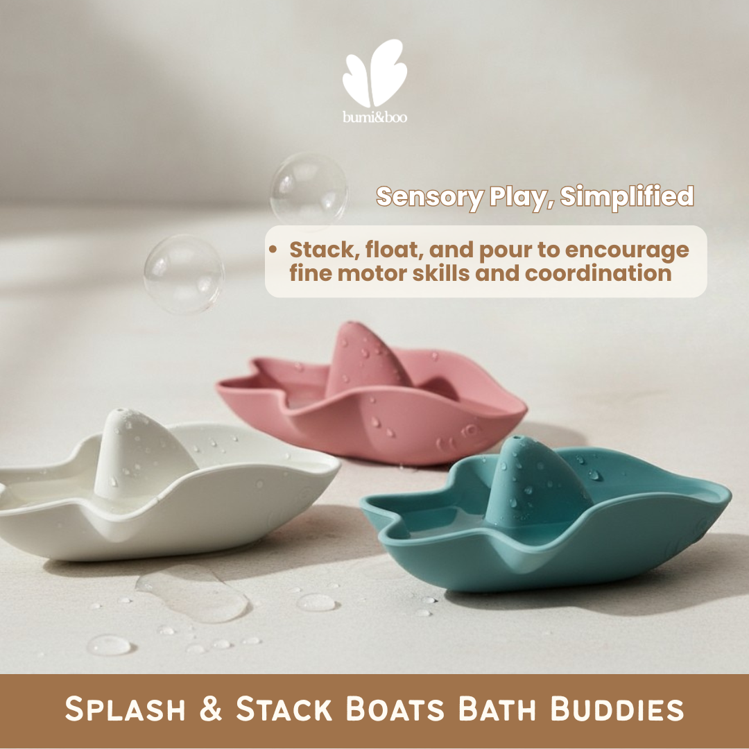 Silicone Stacking Bath Toy - Bumi&Boo Splash & Stack Bath Buddies