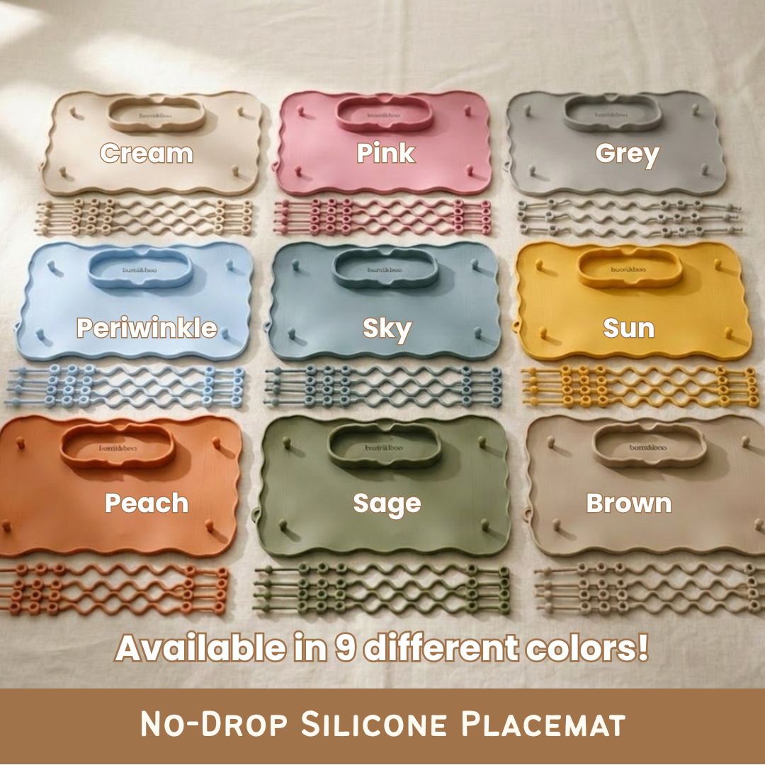 No Drop Silicone Placemat BLW Baby Feeding Toy Utensil Holder