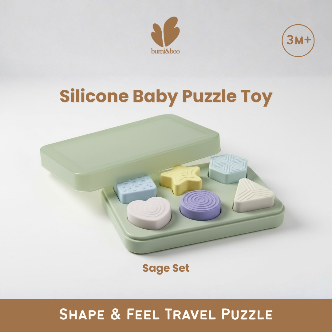 Silicone Baby Puzzle Toy - Bumi&Boo Shape & Feel Travel Puzzle